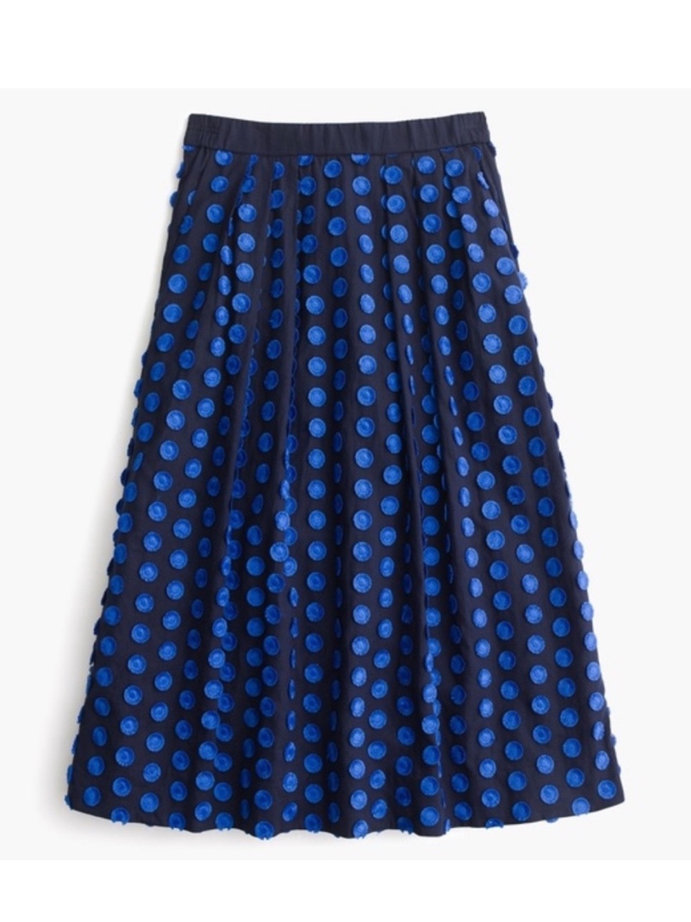 J. Crew Midi Skirt in Fringe Dot Navy and Royal Blue Size 10